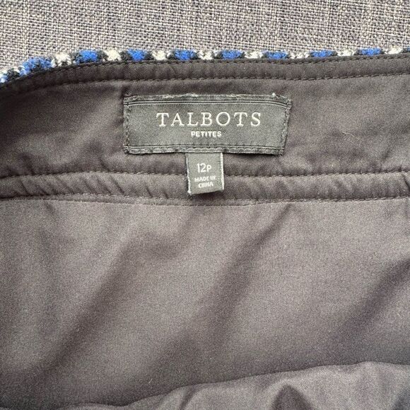 Talbots Blue Plaid Wool Blend A- Line Pencil Skirt 12P - Picture 12 of 12